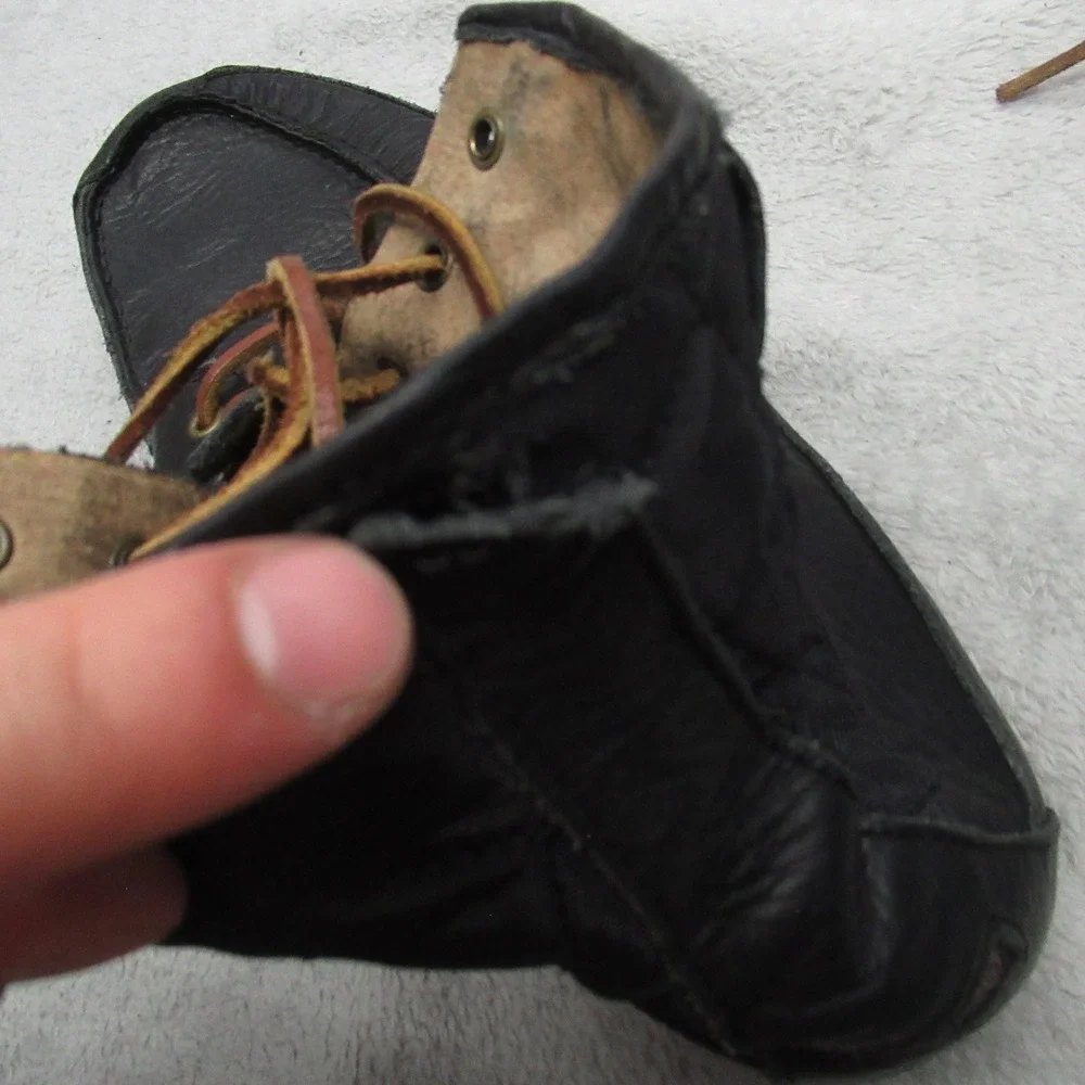 Polo Ralph Lauren Mens 12D Boots‎ Black Leather Quilted Moc Toe Saddle Worth III